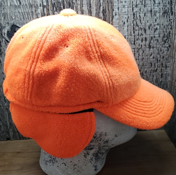 Due North Fleece Blaze Orange Fold Down Ear Flap Hunting Fitted Hat Size M/L - Picture 5 of 7